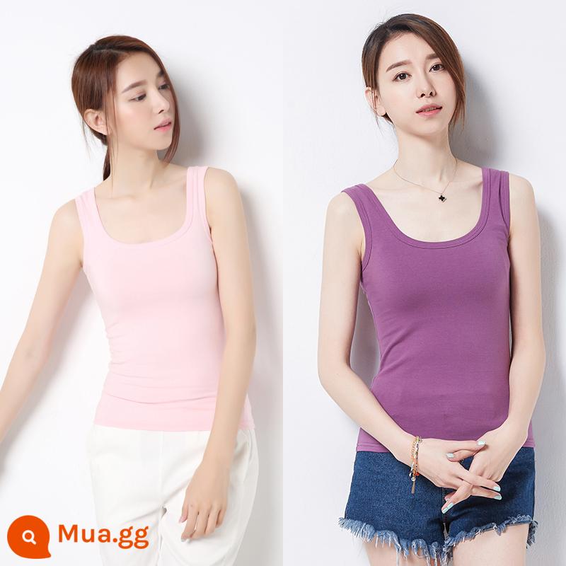 Yếm Nữ 2023 Mới Cotton Đen Phiên Bản Hàn Quốc Mỏng Phù Hợp Với Tất Cả Các Trận Đấu Thường Ngày Bên Trong Mùa Xuân Đáy Áo - hồng + tím