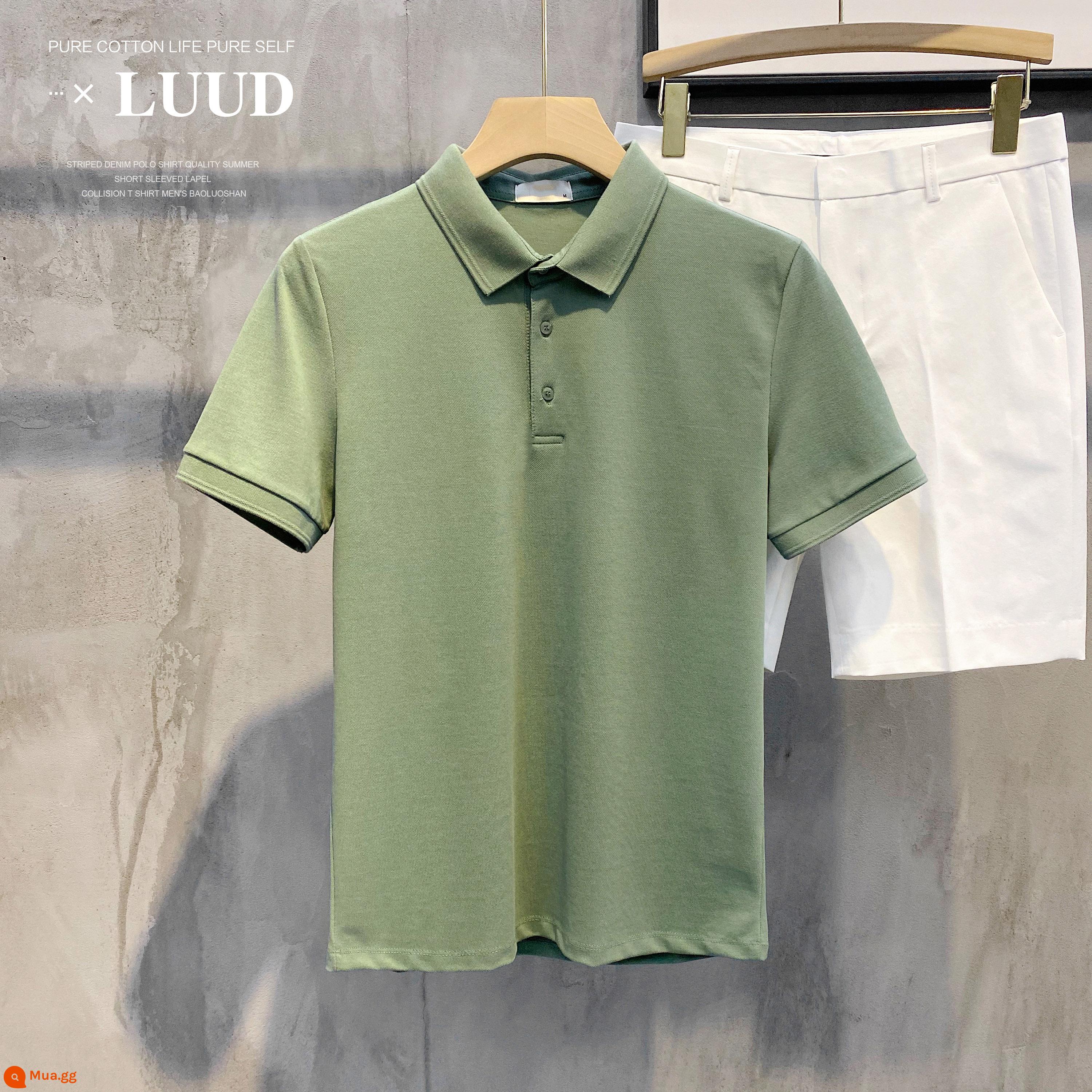 LUUD Modilan màu mới áo sơ mi POLO có ve áo piqué cotton ngắn tay nam giản dị cho tất cả các trận đấu slim Ralph Lauren polo top - màu xanh lá