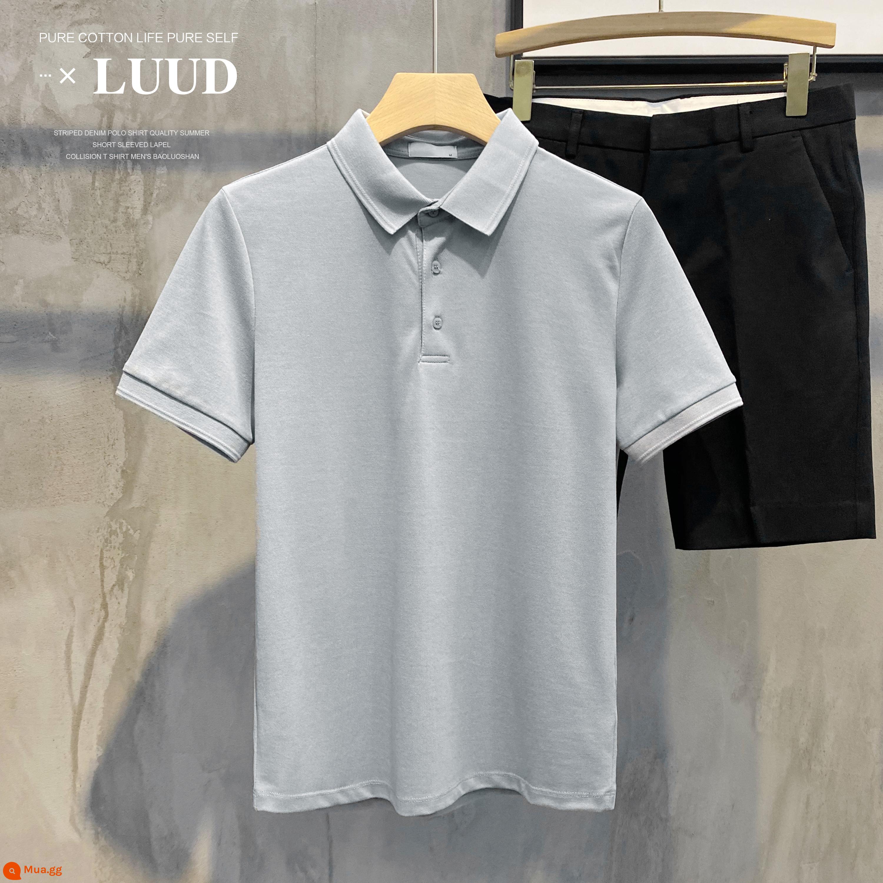 LUUD Modilan màu mới áo sơ mi POLO có ve áo piqué cotton ngắn tay nam giản dị cho tất cả các trận đấu slim Ralph Lauren polo top - trời xanh