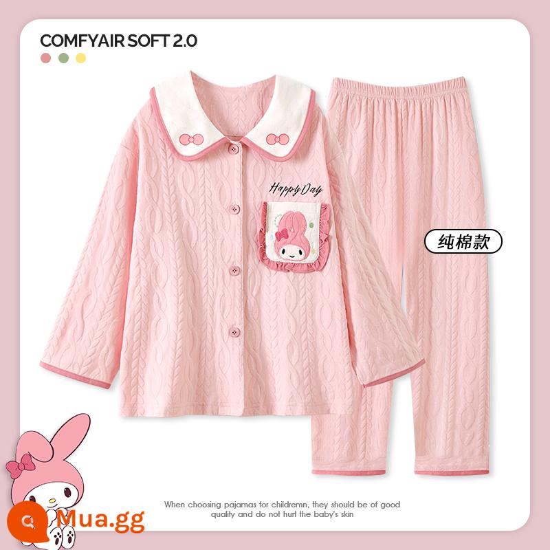 Bộ Đồ Ngủ Bé Gái Mùa Thu Dài Tay Cotton Nguyên Chất 2023 Bộ Đồ Bé Gái Mới Internet Người Nổi Tiếng Quần Áo Thu Đông Trẻ Em Lớn Quần Áo Ở Nhà Mùa Thu Đông - Merlot bỏ túi CMG31697