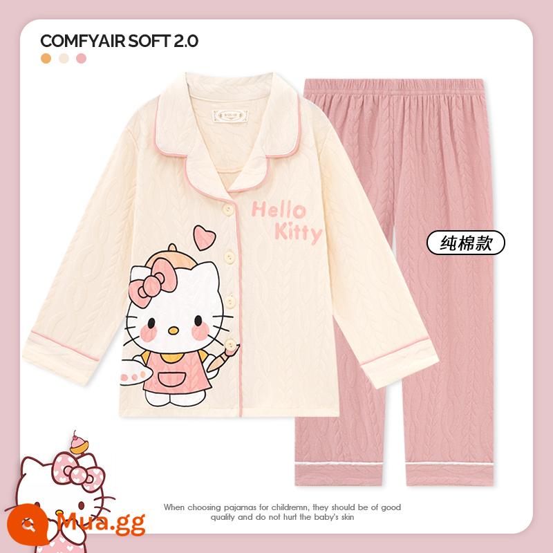 Bộ Đồ Ngủ Bé Gái Mùa Thu Dài Tay Cotton Nguyên Chất 2023 Bộ Đồ Bé Gái Mới Internet Người Nổi Tiếng Quần Áo Thu Đông Trẻ Em Lớn Quần Áo Ở Nhà Mùa Thu Đông - MX33890Kitty