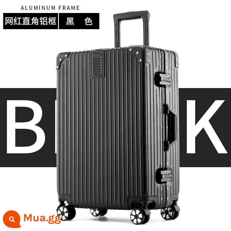 Vali nữ nhỏ 20 inch xe đẩy nội trú trường hợp sinh viên nam 24 mật khẩu du lịch bao da bền và dày - Khung nhôm dày dặn chống xước-đen quý phái