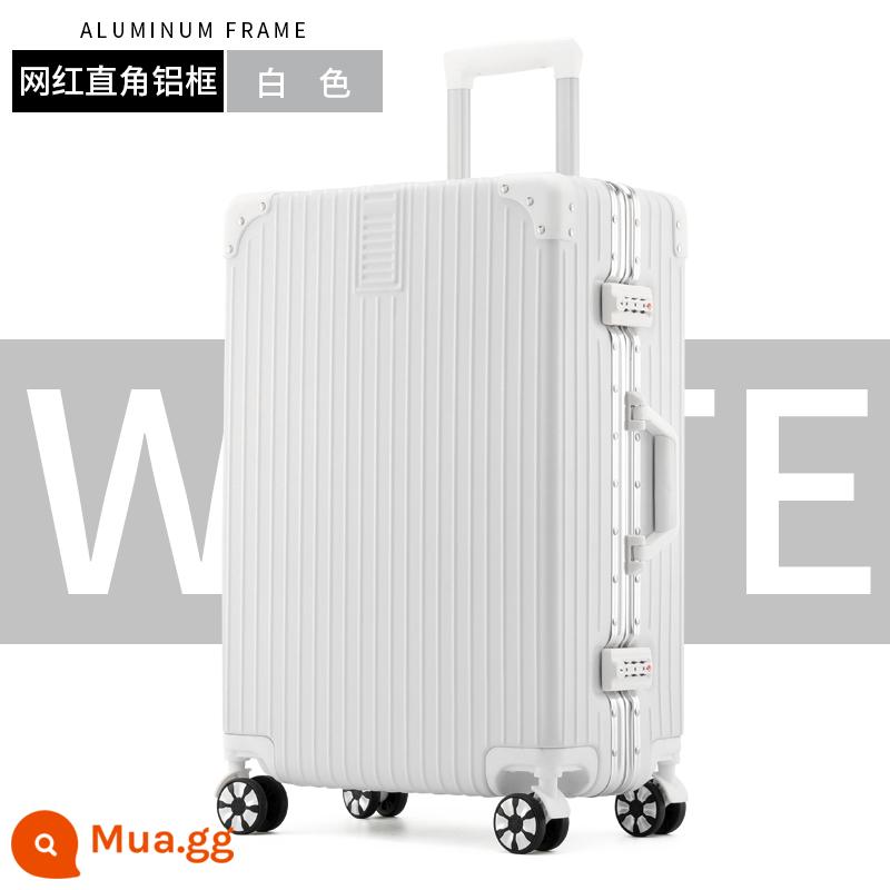 Vali nữ nhỏ 20 inch xe đẩy nội trú trường hợp sinh viên nam 24 mật khẩu du lịch bao da bền và dày - Khung nhôm dày chống xước-bông tuyết trắng