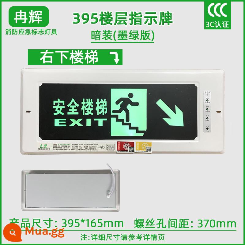 Biển báo khẩn cấp lối thoát hiểm an toàn gắn trên bề mặt biển báo sơ tán che giấu chữa cháy Đèn hiển thị lớp LED - Đèn tín hiệu âm tường Model 390, cầu thang dưới bên phải [không có hộp đáy]