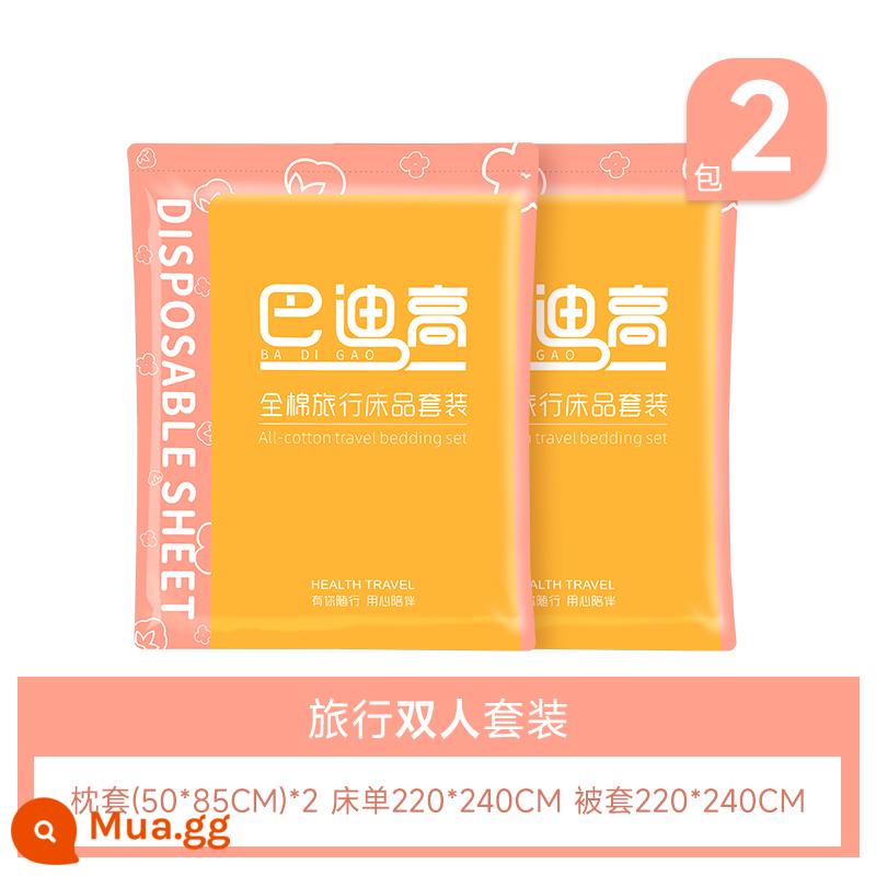 Du Lịch Không Giặt Tờ Vỏ Chăn Áo Gối Chần Gòn Vỏ Chăn Đôi 4 Du Lịch Chăn Ga Gối Khách Sạn Di Động Bẩn - [100% Cotton] Bộ đôi 2 gói