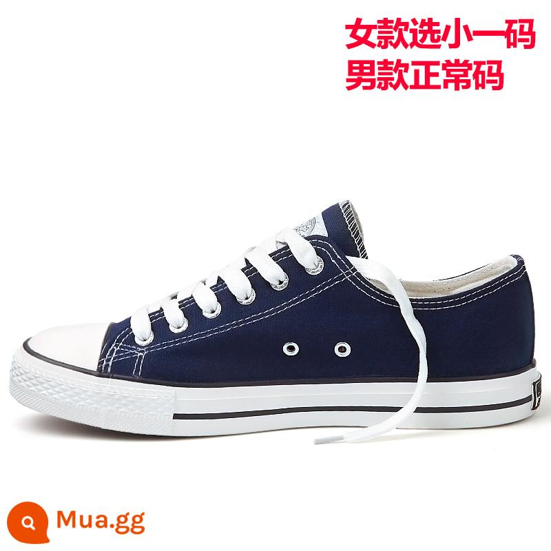 Kéo Lưng Ống Cao Giày Vải Nam Mùa Hè Mới 2023 Giày Thoáng Khí Nam Giày Sneaker Nữ Màu Xanh Giày Vải - Phong cách cổ điển cổ điển thấp màu xanh