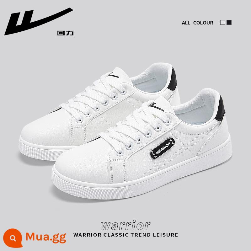 Giày nữ pull back giày trắng nữ 2023 mới mùa thu giày trắng nữ thể thao đa năng giày sneaker nữ mẫu - Trắng và đen [mẫu da không thấm nước] làm sẵn