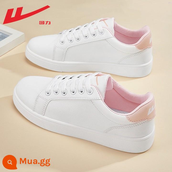 Giày nữ pull back giày trắng nữ 2023 mới mùa thu giày trắng nữ thể thao đa năng giày sneaker nữ mẫu - Bột trắng [bề mặt da phong cách cổ điển] làm sẵn