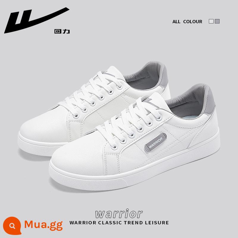 Giày nữ pull back giày trắng nữ 2023 mới mùa thu giày trắng nữ thể thao đa năng giày sneaker nữ mẫu - Trắng xám [Mẫu da không thấm nước] Làm sẵn