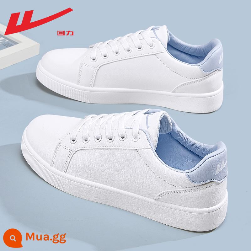 Giày nữ pull back giày trắng nữ 2023 mới mùa thu giày trắng nữ thể thao đa năng giày sneaker nữ mẫu - Trắng và xanh [phong cách cổ điển bọc da] làm sẵn