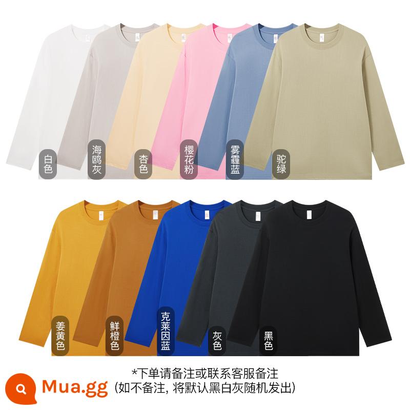 Mua một tặng một! Áo thun cotton ngắn tay màu trắng dày dặn cho nữ mùa xuân thu, cổ tròn dáng rộng, áo dài đáy quần - [Dài tay 2 gói❤️245G kiểu thường] Tự do lựa chọn - liên hệ bộ phận chăm sóc khách hàng