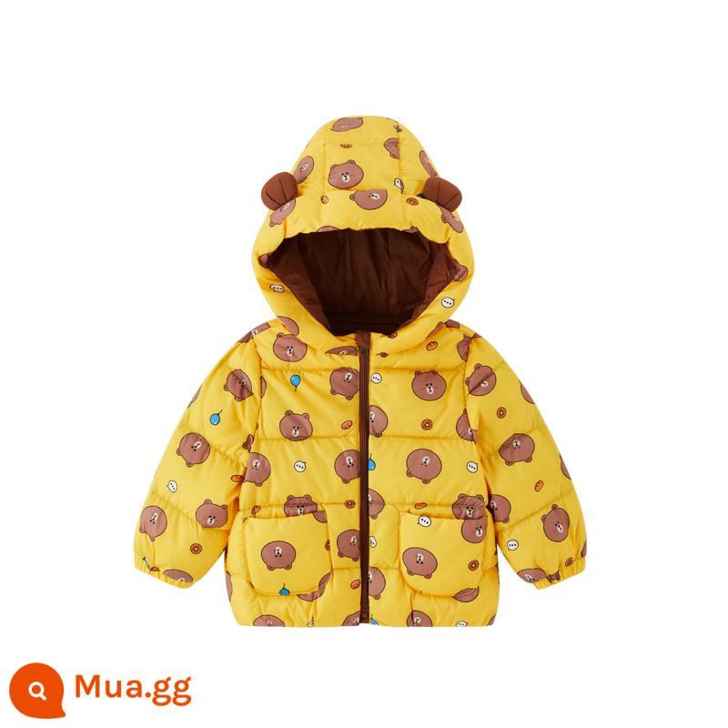 [Thông quan đặc biệt] Áo khoác Yingshi Down Jacket Áo khoác trùm đầu mùa đông Áo đi chơi dày ấm áp cho bé trai và bé gái - Sỏi màu vàng YRWGJ31363A