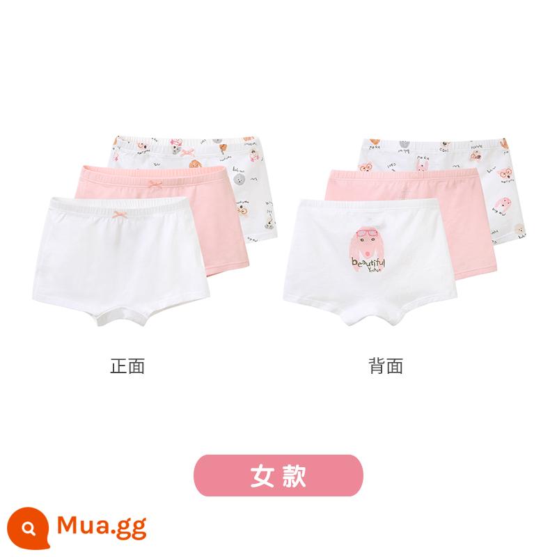 Quần lót boxer trẻ em của Anh dành cho bé gái bé trai Quần lót boxer cho trẻ trung và lớn thoáng khí không có PP kháng khuẩn - Bộ 3 kháng khuẩn siêu mềm (Nữ)