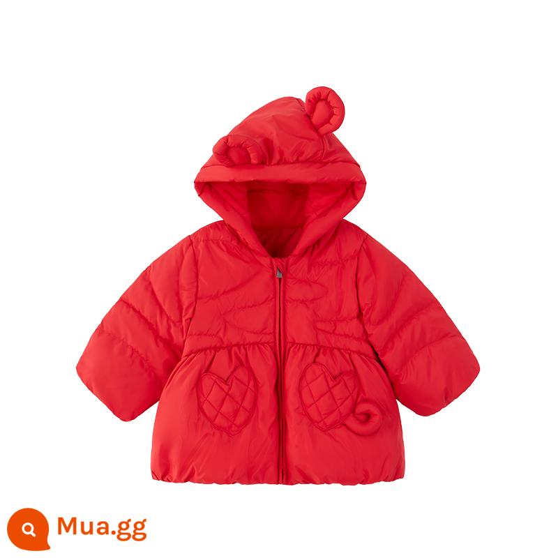 [Thông quan đặc biệt] Áo khoác Yingshi Down Jacket Áo khoác trùm đầu mùa đông Áo đi chơi dày ấm áp cho bé trai và bé gái - Màu đỏ năm mới YRWFJ41320A