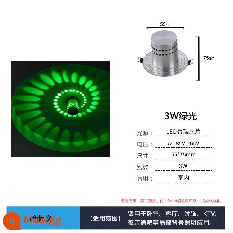 Đèn LED Sáng Tạo Hành Lang Hiên Lối Đi Đèn Phòng Khách Phòng Ngủ Đầu Giường Nền Thanh Đèn KTV Hành Lang Đèn Tường Trang Trí - Lắp đặt giấu đèn xanh 3W