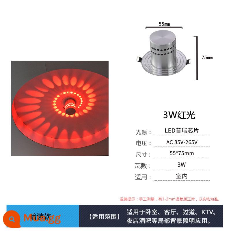 Đèn LED Sáng Tạo Hành Lang Hiên Lối Đi Đèn Phòng Khách Phòng Ngủ Đầu Giường Nền Thanh Đèn KTV Hành Lang Đèn Tường Trang Trí - Lắp đặt giấu đèn đỏ 3W