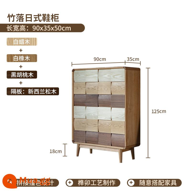 Tủ giày kiểu Nhật Xuanguan tủ tròn retro cửa nhà sử dụng gỗ sồi màu trắng Walnut trắng sáp trắng - Tủ giày bằng tre màu (có thể chứa được máy quét) Vách ngăn Gỗ thông New Zealand