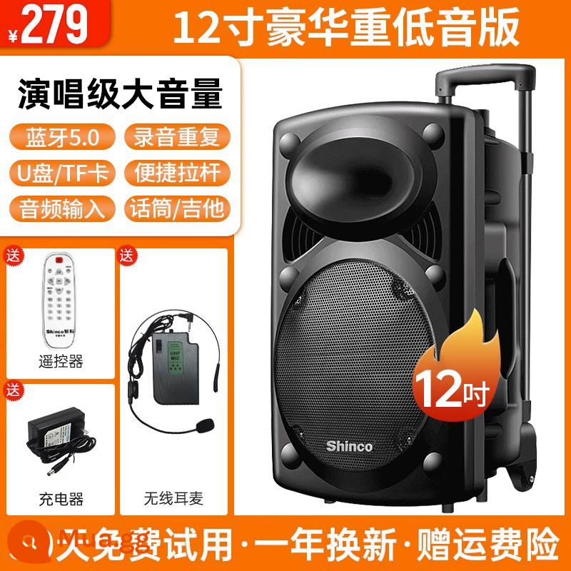 Xinke Vuông Vũ Âm Thanh Karaoke Ngoài Trời Di Động Đòn Bẩy Loa Bluetooth Có Mic Hát Loa Siêu Trầm Hiệu Suất - Loa siêu trầm hàng đầu 12 inch + 1 tai nghe chuyên nghiệp không dây + điều khiển từ xa