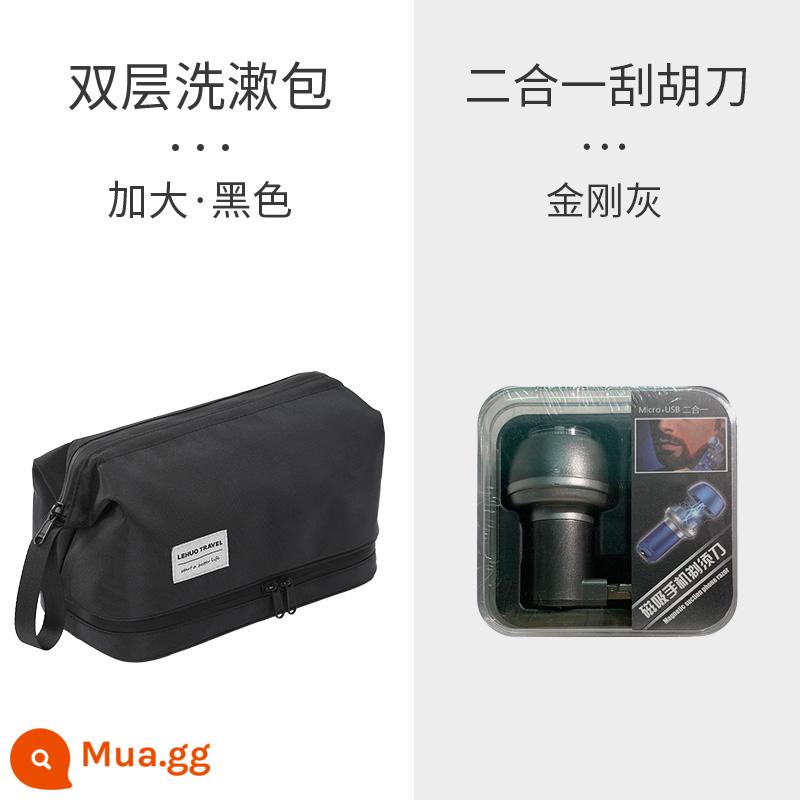 Túi Vệ Sinh Nam Bộ Du Lịch Nam Đi Công Tác Di Động Vật Dụng Vệ Sinh Túi Bảo Quản Trang Điểm Mới 2022 Dung Tích Lớn - [Kết hợp giá cả phải chăng] Màu đen cổ điển XL+Lưỡi cạo râu [Hút từ tính cho điện thoại di động USB+Micro]