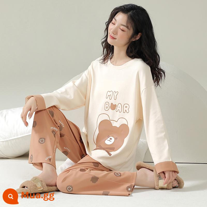 Bộ Đồ Ngủ Nữ Xuân Thu Dài Tay Cotton Nguyên Chất 2023 Mới Dễ Thương Cho Bé Gái Mùa Hè Mỏng Phong Cách Mặc Ở Nhà - 23605