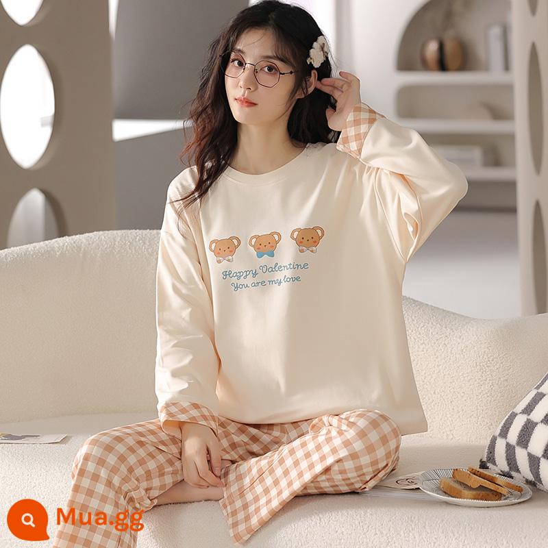 Bộ Đồ Ngủ Nữ Xuân Thu Dài Tay Cotton Nguyên Chất 2023 Mới Dễ Thương Cho Bé Gái Mùa Hè Mỏng Phong Cách Mặc Ở Nhà - 23457