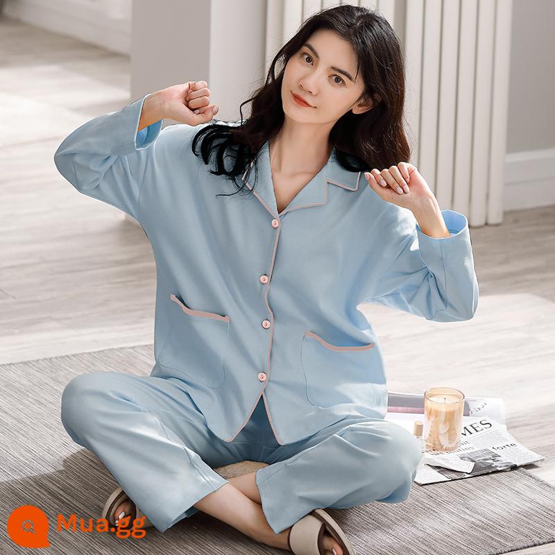 Bộ đồ ngủ cotton nữ dài tay mùa xuân và mùa thu 2023 mới mùa hè cỡ lớn có thể mặc bên ngoài bộ quần áo ở nhà dễ thương - 66503