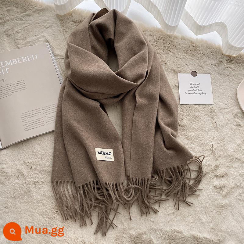 2022 mới đồng màu khăn nữ mùa đông dày giả khăn choàng cashmere đôi cặp đôi dệt kim ấm khăn đa năng - Thẻ sâu số 28