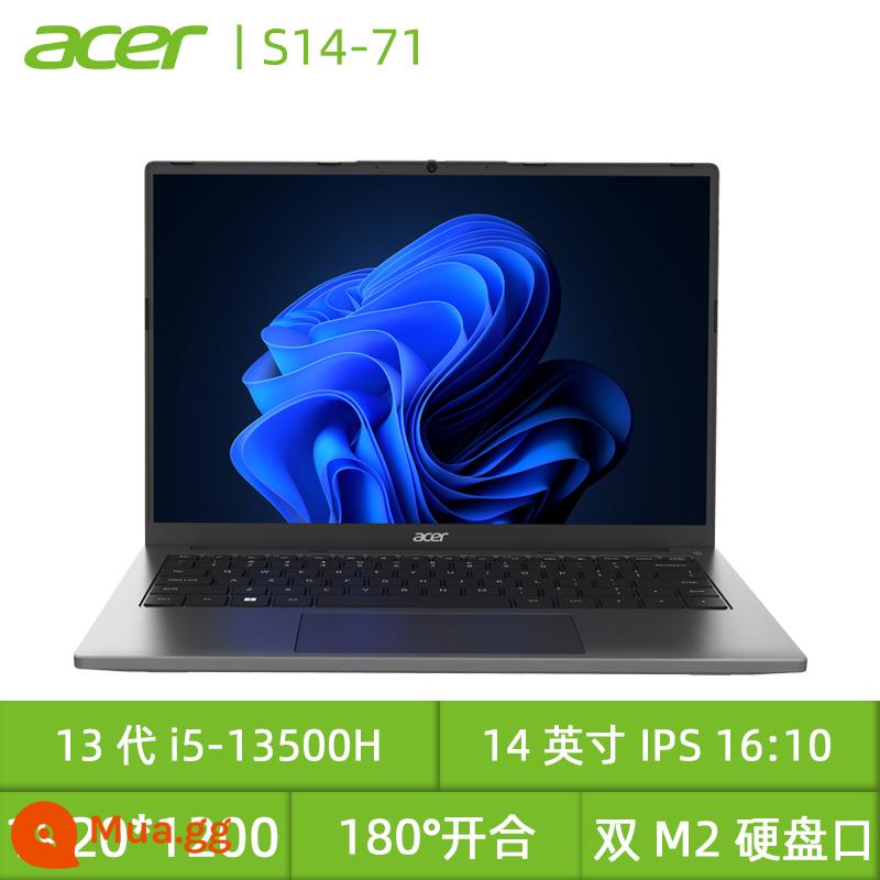 Acer/Acer Hummingbird Extraordinary S5/S3 IntelEvo Core i5/i7 Màn hình cảm ứng 14 inch 100% gam màu cao mỏng nhẹ xách tay máy tính xách tay văn phòng kinh doanh sách sinh viên - S14: i5 thế hệ thứ 13 13500H/card đồ họa Ruiju Xe/14 inch 16:10/Muyun Grey