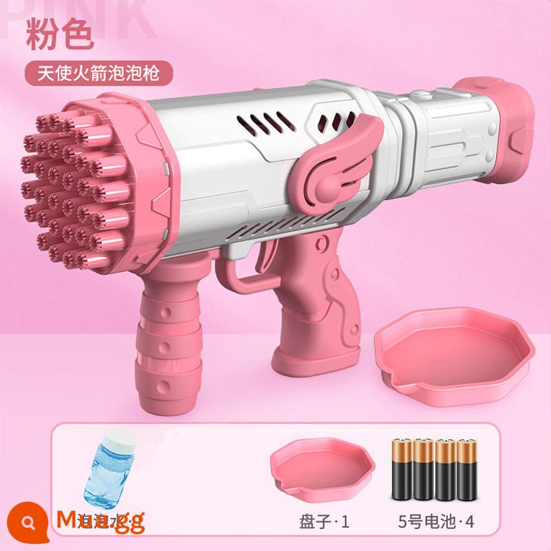 Máy Thổi Bong Bóng Tên Lửa 105 Lỗ Cầm Tay Cho Trẻ Em Internet Người Nổi Tiếng Nổ Gatling Gun Đồ Chơi Bé Trai Và Bé Gái Pháo Hoa Nổ - Hồng 32 lỗ có đèn xanh + 4 pin cực mạnh + nước bong bóng 50ml