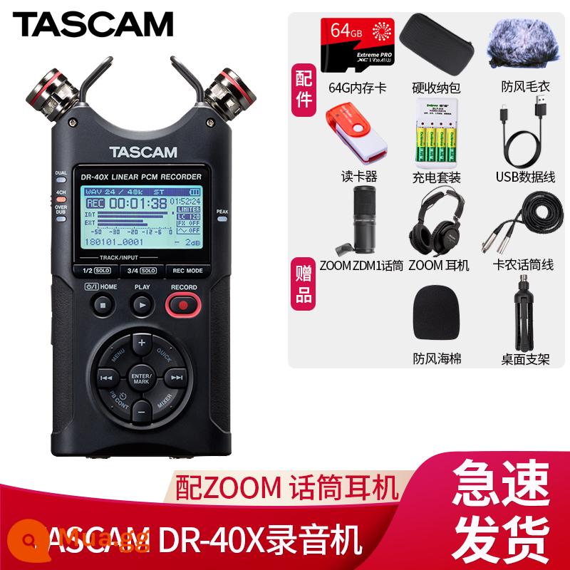 Tascam Ghi Pen DR-40X DR40X Trình trộn ghi âm nội bộ Ghi âm cơ hội Phỏng vấn Lớp học Ghi âm lớp học - Đi kèm với gói micrô và tai nghe ZOOM