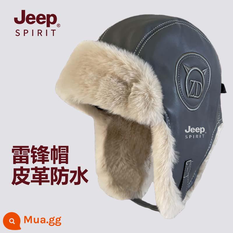 Jeep Nón Nam Mới Mùa Đông 2022 Plus Nhung Bảo Vệ Tai Ấm Nữ Lạnh Nón Mũ Cotton Lạnh Dày Lôi Phong Nón - Da giả màu xám đậm