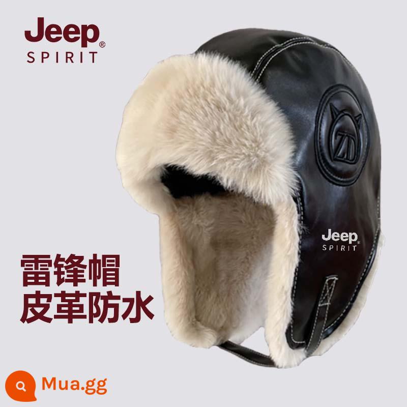 Jeep Nón Nam Mới Mùa Đông 2022 Plus Nhung Bảo Vệ Tai Ấm Nữ Lạnh Nón Mũ Cotton Lạnh Dày Lôi Phong Nón - giả da màu đen