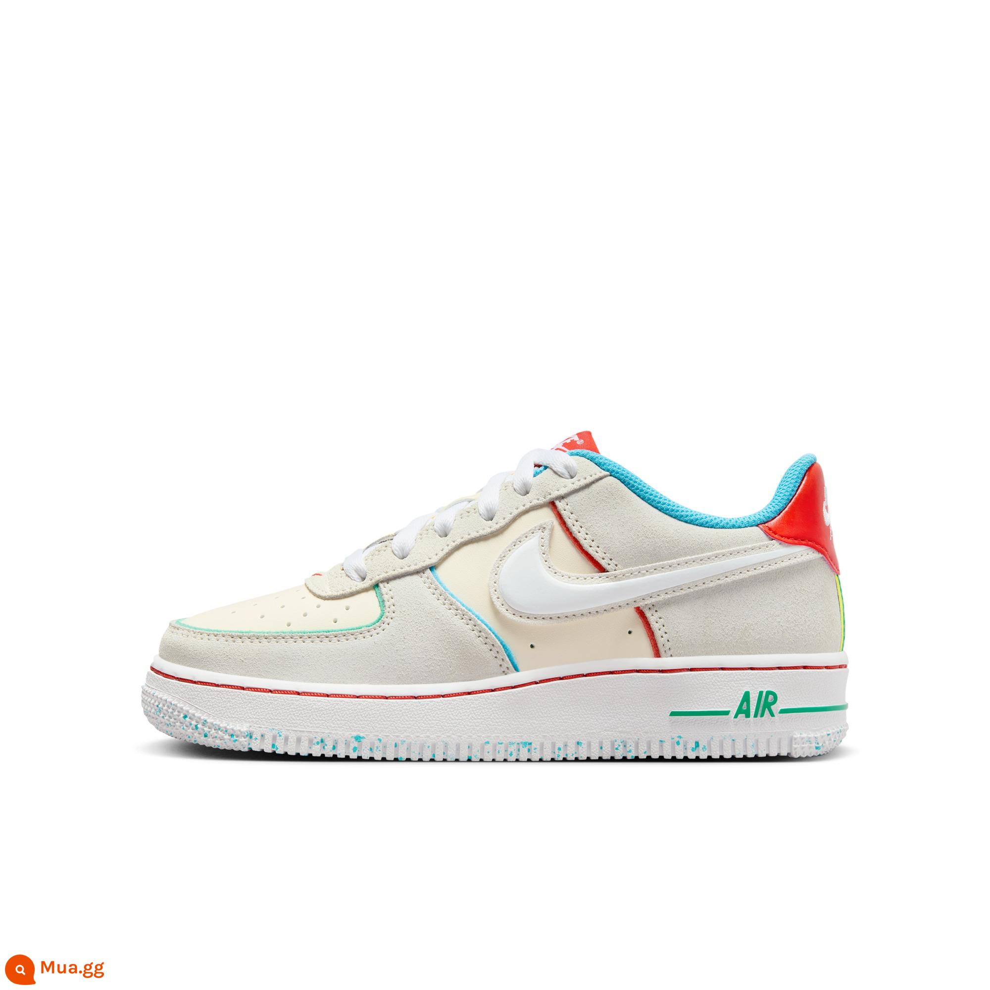 Nike Nike chính thức cho bé trai AIR FORCE 1 giày thể thao lớn Air Force One Giáng sinh mới FQ8350 - 110 màu ngà nhạt/trắng/đỏ đam mê/xanh Baltic/xanh sân vận động