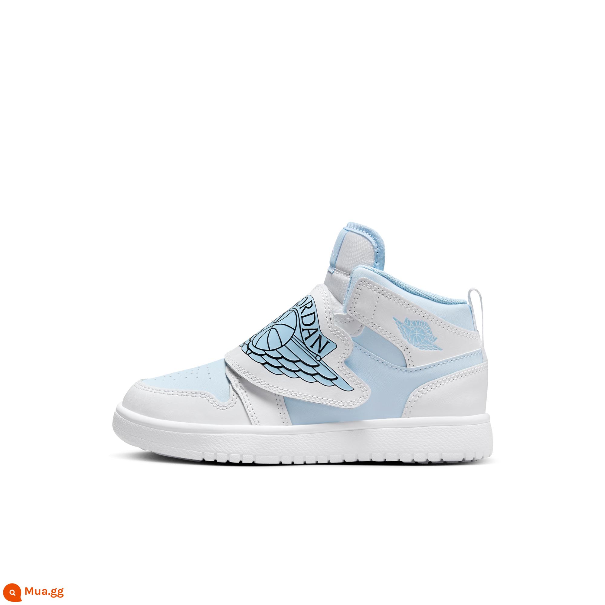 Jordan chính thức Nike Jordan boy JORDAN 1 giày thể thao trẻ em mùa đông Velcro BQ7197 - 411 xanh tím/trắng/xanh băng