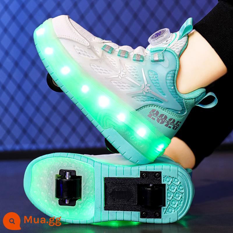 Giày Heelys Cho Bé Trai 2023 Mới Thu Đông Trẻ Em Thể Thao Ròng Rọc Giày Trượt Patin Hai Bánh Học Sinh Nổ Giày Cho Bé Trai - Trăng băng [Phong cách đa năng]