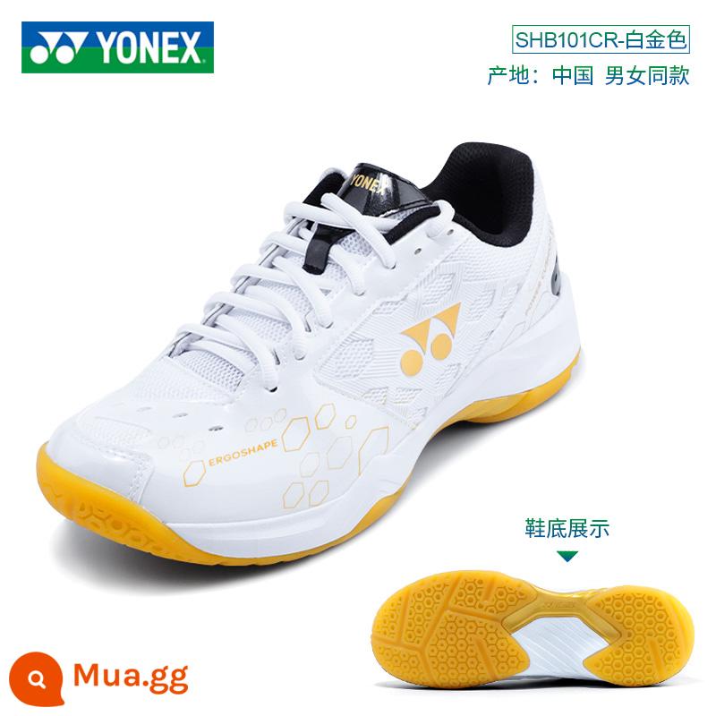 YONEX Giày cầu lông Yonex nam và nữ giày thể thao chuyên nghiệp hàng đầu chống trượt chống trượt YY - 101CR trắng/vàng cùng kiểu dáng cho nam và nữ