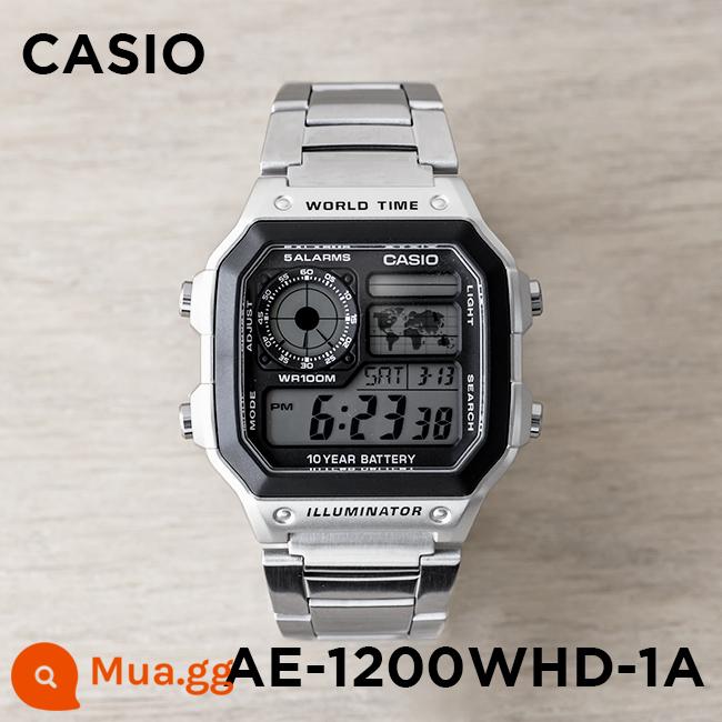 Đồng hồ Casio CASIO AE-1200WH-1C đồng hồ điện tử nhựa sinh viên thể thao chống thấm nước phong cách cổ điển đa chức năng - AE-1200WHD-1A thép dải đường kính ngoài 42,1MM đi kèm với phim