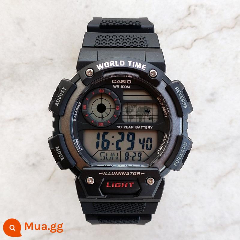 Đồng hồ Casio CASIO AE-1200WH-1C đồng hồ điện tử nhựa sinh viên thể thao chống thấm nước phong cách cổ điển đa chức năng - AE-1400WH-1A màu đen chữ trắng, đường kính ngoài 48,4MM, kèm film