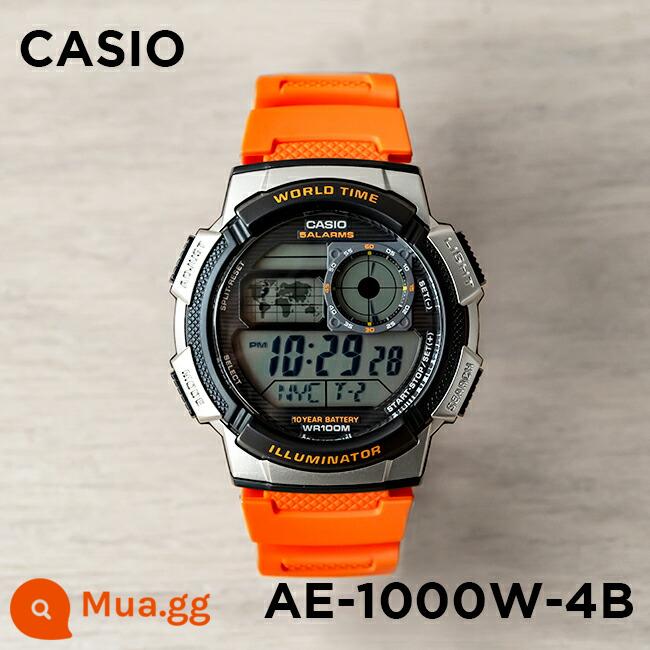 Đồng hồ Casio CASIO AE-1200WH-1C đồng hồ điện tử nhựa sinh viên thể thao chống thấm nước phong cách cổ điển đa chức năng - AE-1000W-4B đĩa đen màu cam đường kính ngoài 43,7MM đi kèm với phim