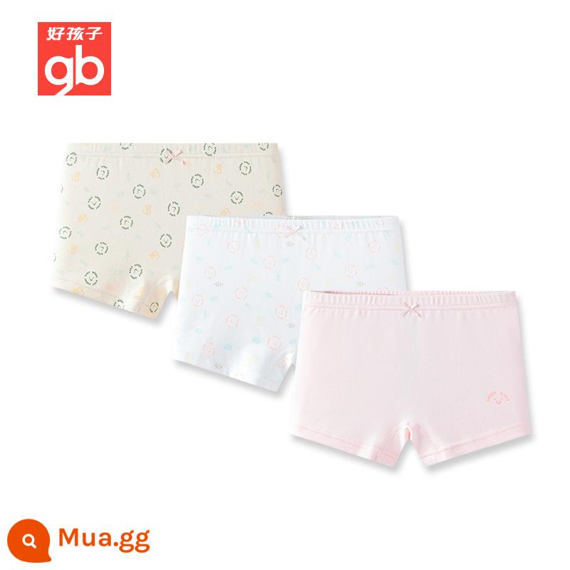 Goodbaby quần lót trẻ em goodbaby cotton tam giác quần boxer bé trai và bé gái quần boxer không xương dễ thương - Bé gái-hồng (boxer 3 gói)