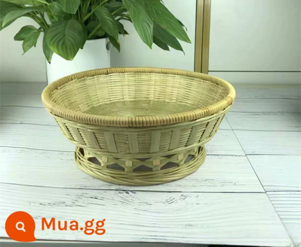 Vòng hộ gia đình tết bún bằng tre hộp giỏ tre đặt giỏ bún hấp nhà bếp bện mây bện đựng rau giỏ trái cây nhỏ màu xanh - Miệng mây rỗng chân cao dệt kim tinh xảo 26cm