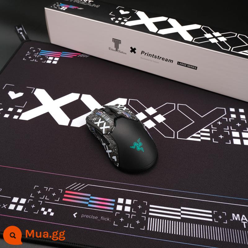 Titan Xác Thực Bộ In Hình Miếng Lót Chuột Bề Mặt Mịn Khóa Cạnh Mịn FPS Ăn Gà Csgo LOL Quá Khổ Bàn Chơi Game Thảm - Da thằn lằn in đen + miếng lót chuột đen Gói Đêm tối