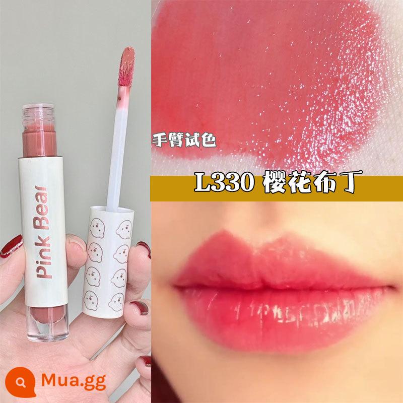 PINKBEAR Pi Ke Xiong G102 Lip Glaze Màu Trà Sữa Gương Pudding Son Môi G416 Pepper Pi Ke Xiong - L330 Pudding hoa anh đào dịu dàng Nhật Bản