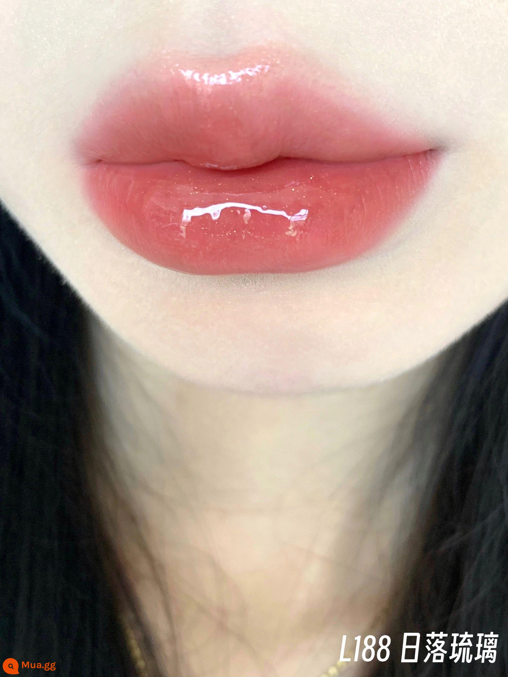 PINKBEAR Pi Ke Xiong G102 Lip Glaze Màu Trà Sữa Gương Pudding Son Môi G416 Pepper Pi Ke Xiong - Kính hoàng hôn L188