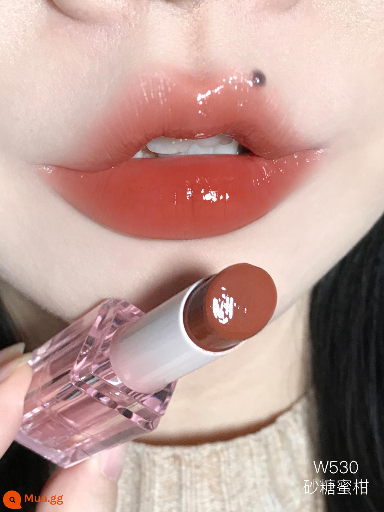 PINKBEAR Pi Ke Xiong G102 Lip Glaze Màu Trà Sữa Gương Pudding Son Môi G416 Pepper Pi Ke Xiong - Mật hoa đường W530