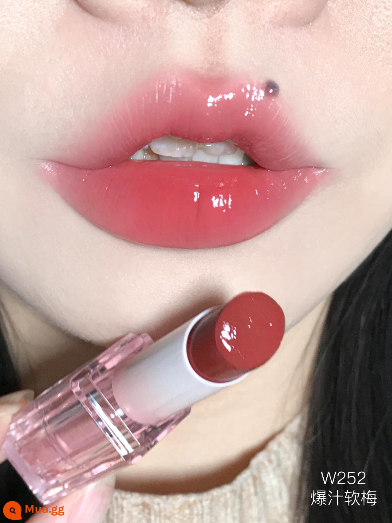 PINKBEAR Pi Ke Xiong G102 Lip Glaze Màu Trà Sữa Gương Pudding Son Môi G416 Pepper Pi Ke Xiong - W252 Mận mềm mọng nước