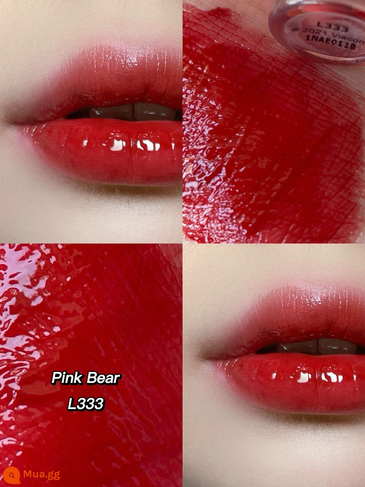 PINKBEAR Pi Ke Xiong G102 Lip Glaze Màu Trà Sữa Gương Pudding Son Môi G416 Pepper Pi Ke Xiong - L333 Trà đen latte ngọt ngào và hấp dẫn