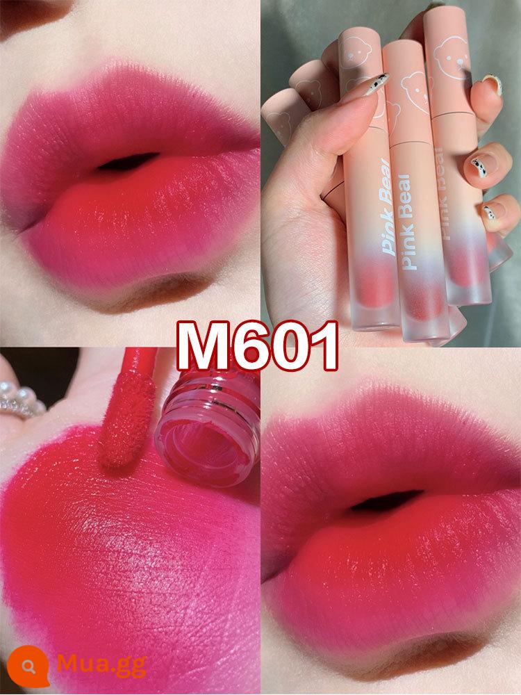 PINKBEAR Pi Ke Xiong G102 Lip Glaze Màu Trà Sữa Gương Pudding Son Môi G416 Pepper Pi Ke Xiong - Đỏ M601 Quả mọng rừng nóng