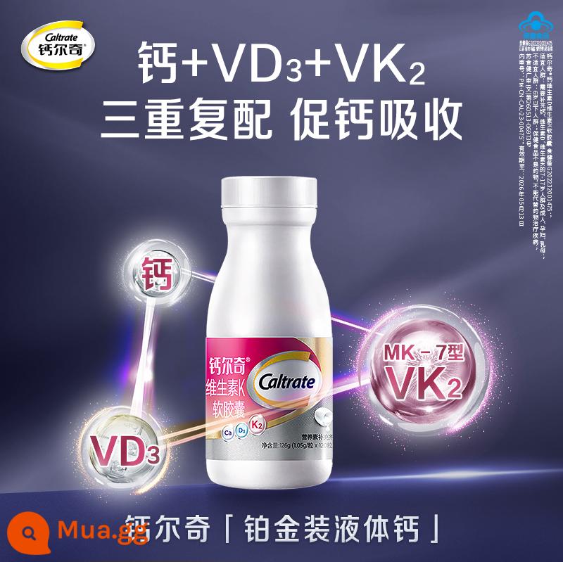 Calqi bạch kim canxi lỏng vitamin D3K2 dành cho người lớn, trung niên, phụ nữ mang thai, phụ nữ vị thành niên, hộp quà tặng viên bổ sung canxi chính thức - Công thức ba lần để thúc đẩy sự hấp thụ canxi