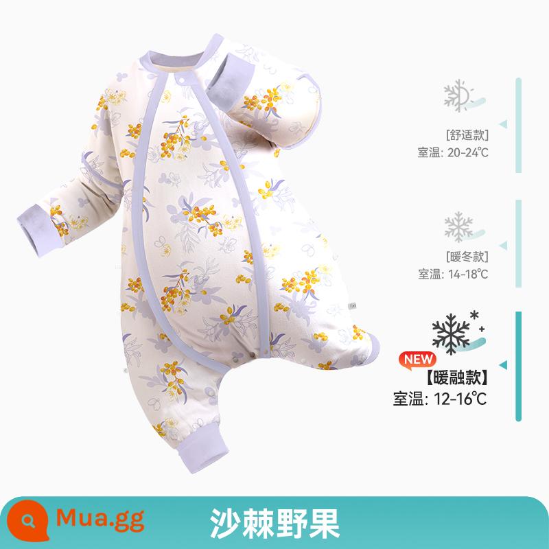 ibaby túi ngủ nhiệt độ không đổi cho bé túi ngủ xẻ chân cho bé chăn bông chống đá trẻ em dày dặn vào mùa thu đông - [Ấm] Quả hắc mai biển (thích hợp với nhiệt độ phòng 12 ~ 16oC)